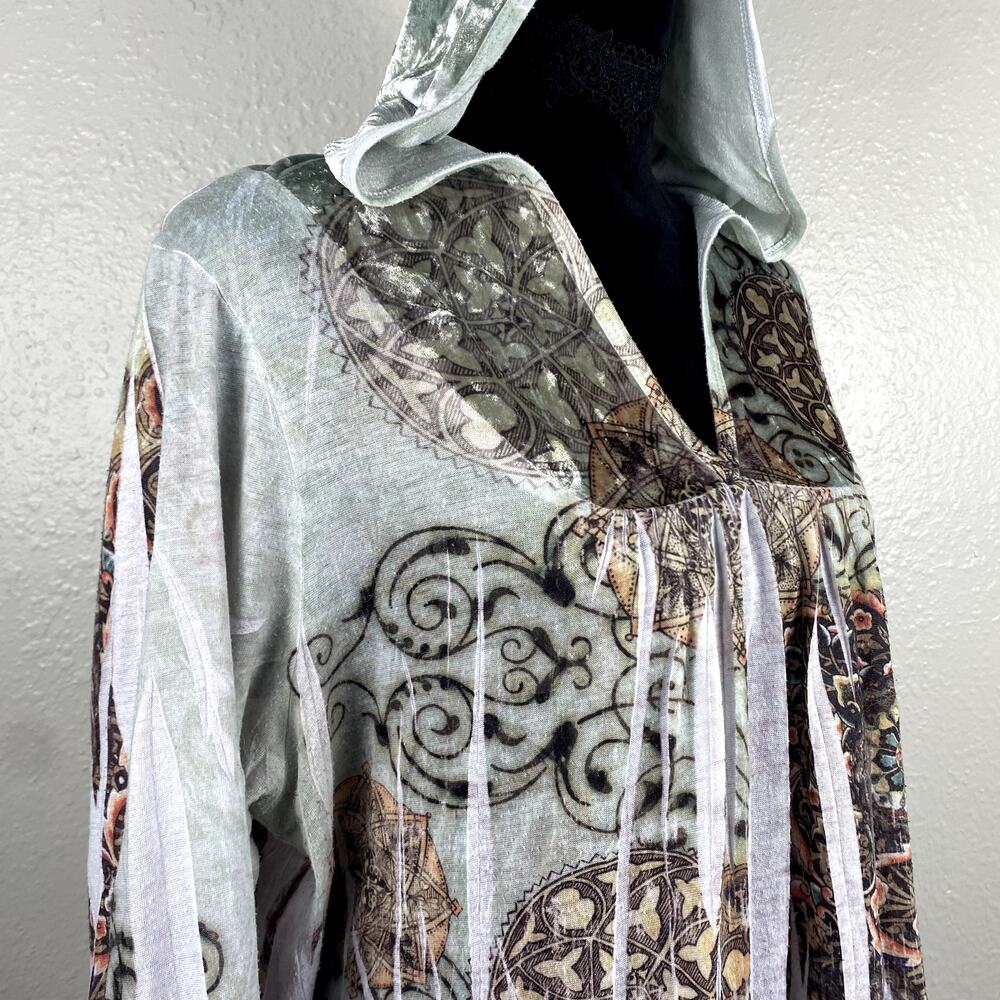 Casual Freedom Celtic Whimsigoth Boho Forest Fairy Velvet Hood AOP Dyed Hoodie - Picture 7 of 16